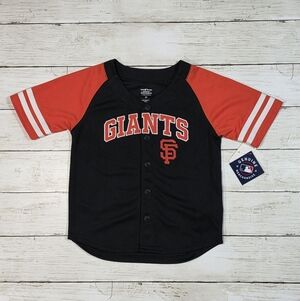 Official MLB SF GIANTS Black & Orange Button-Up Jersey Shirt Toddler 3T